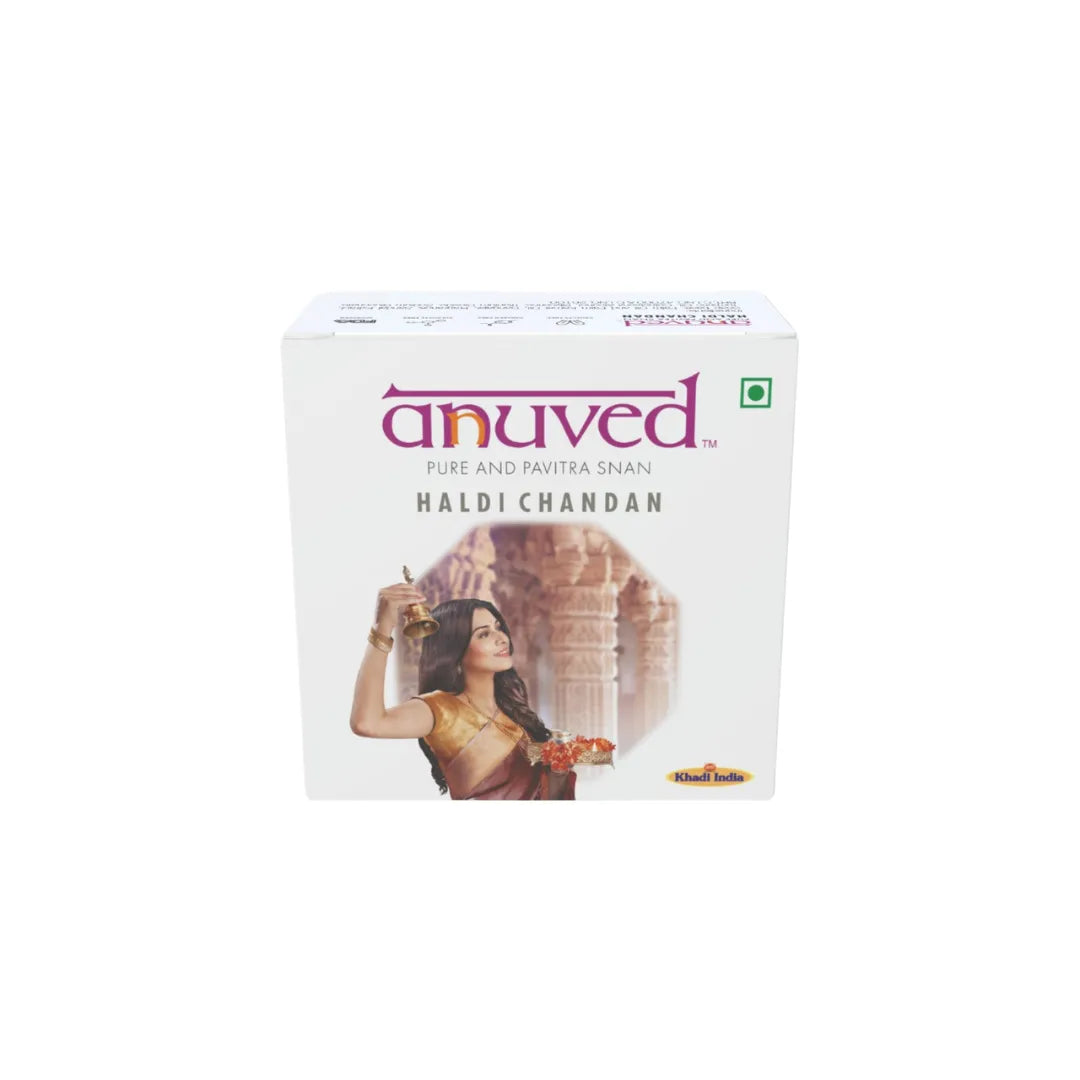Anuved Nourishing Combo consists of Aloe Vera, Utane (Ubtan) and Haldi Chandan (Turmeric Sandal) soaps - 125g each (Pack of 3)