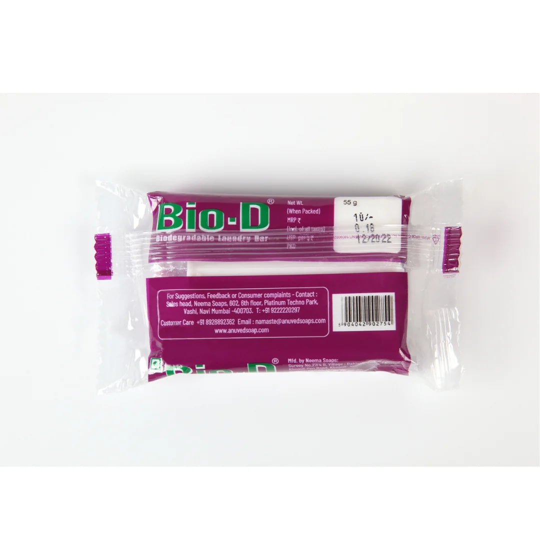 Bio-D Detergent Bar Soap, Its tough on dirt but soft on fabric as well as hands. Brightens your clothes as New, Consumes less water & saves Marine Life. - 70g each (Pack of 1)