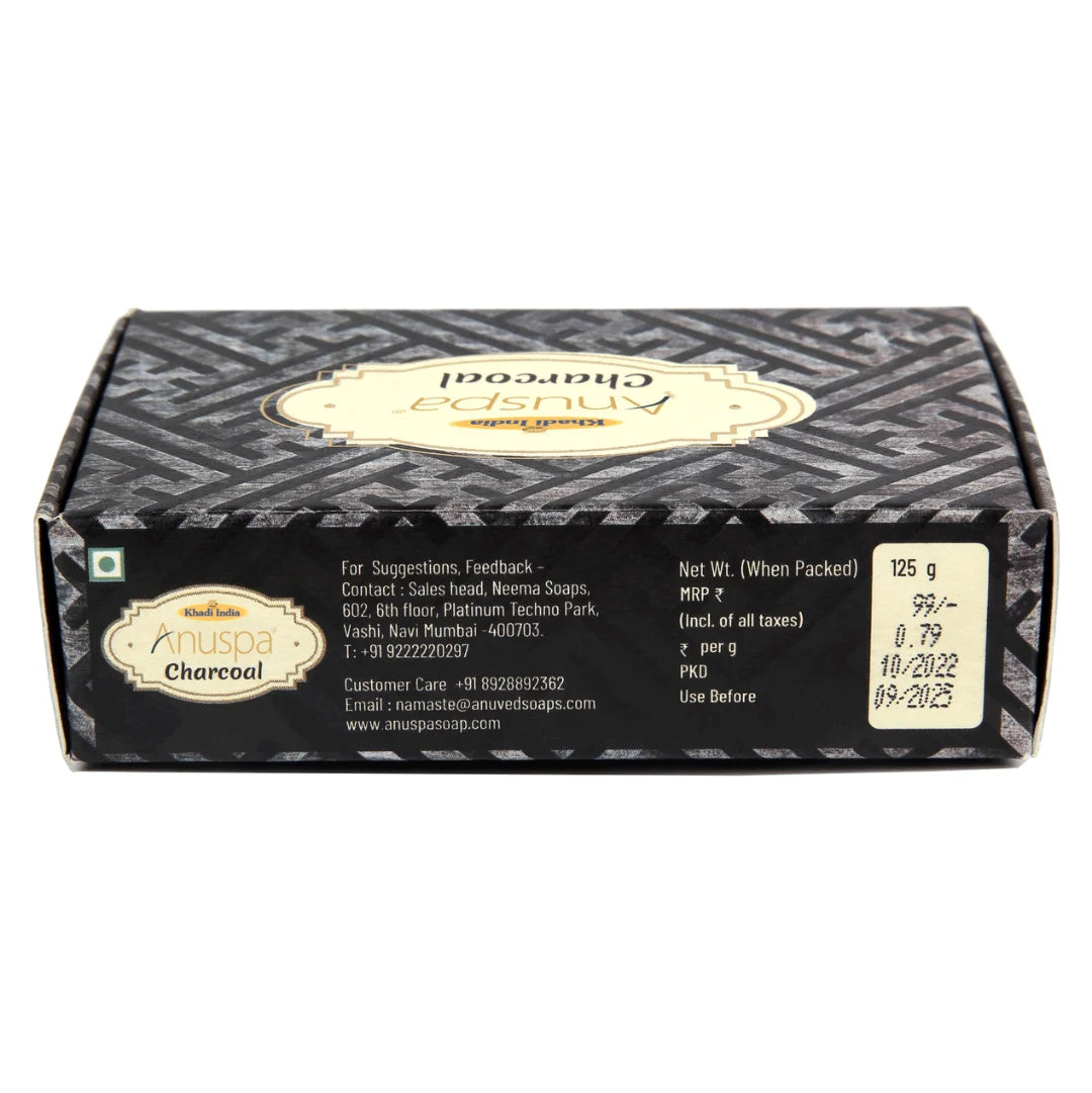 Anuspa Khadi Handcrafted Herbal Charcoal Soap for smoother & brighter look 125gms