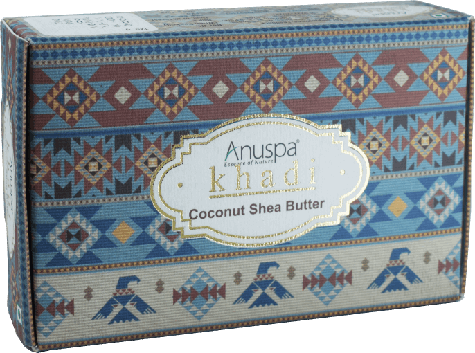 Anuspa Khadi Handcrafted Herbal Coconut Shea Butter Soap for skin hydration 125gms each (Pack of 6)