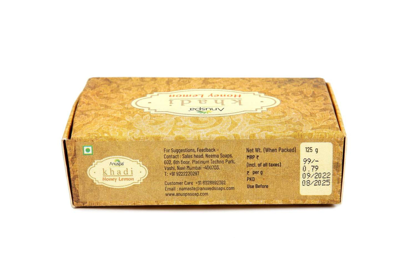 Anuspa Khadi Handcrafted Herbal Honey Lemon Bathing Bar soothes the skin 125gms each (Pack of 6)