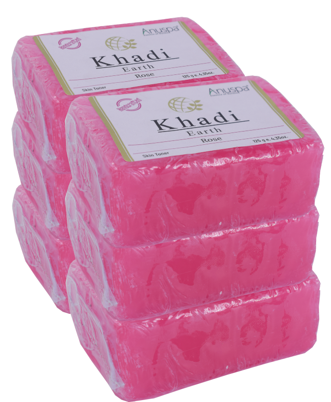 Anuspa Handcrafted Herbal Khadi Earth Rose Bar for Tranquility Blend, (125g )