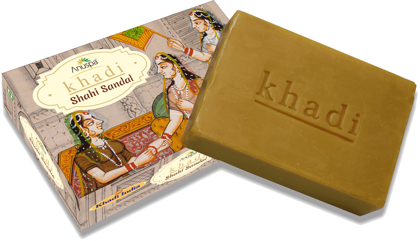 Anuspa Khadi Handcrafted Herbal Shahi Sandal Soap soothes the skin 125gms each (Pack of 6)