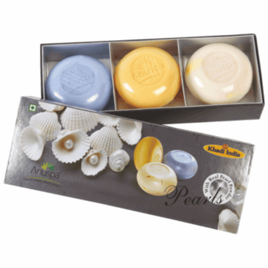 Anuspa Pearl Gift Pack contains Kesar [Saffron] & Milk, Sandal [Chandan] and Lavender- 125g each (Set of 3)