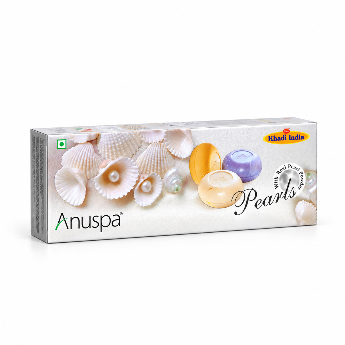Anuspa Pearl Gift Set | Infused with Real Pearl Powder for a Radiant Glow | Kesar & Milk, Sandal with Almond Oil & Lavender with Jojoba Oil | Premium Natural Bath Soap Gift Pack | 125g x 3