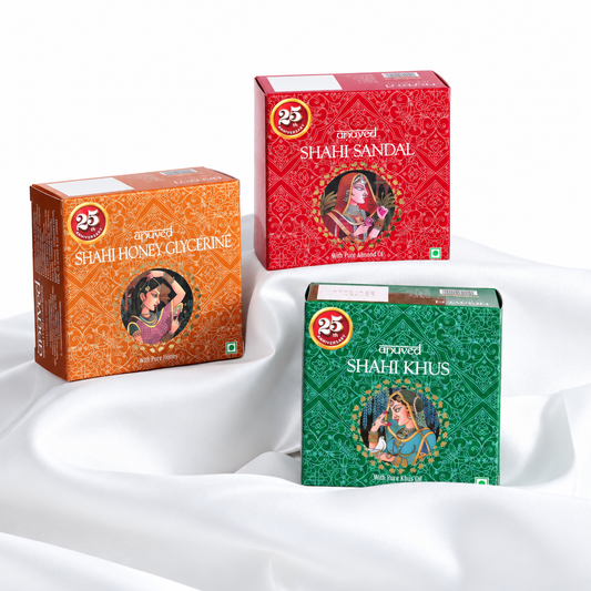 Anuved Shahi Combo (Pack of 3) – Premium Herbal Royal Bathing Bars | Shahi Honey Glycerine | Shahi Khus | Shahi Sandal