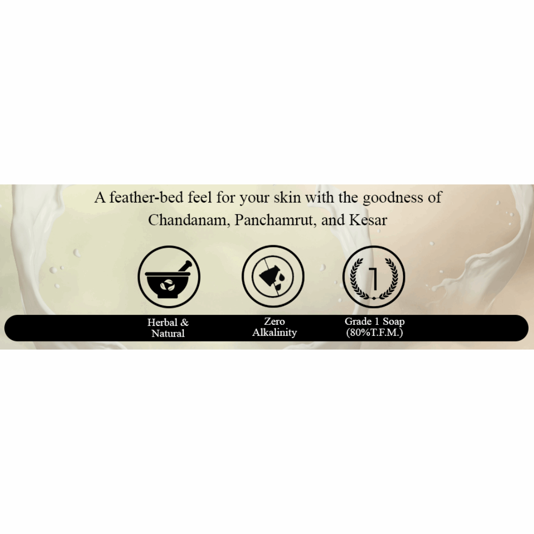 Anuved Moisturising Combo pack contains Chandanam [Sandalwood], Panchamrut & Kesar [Saffron] soaps - 125g each (Pack of 3)
