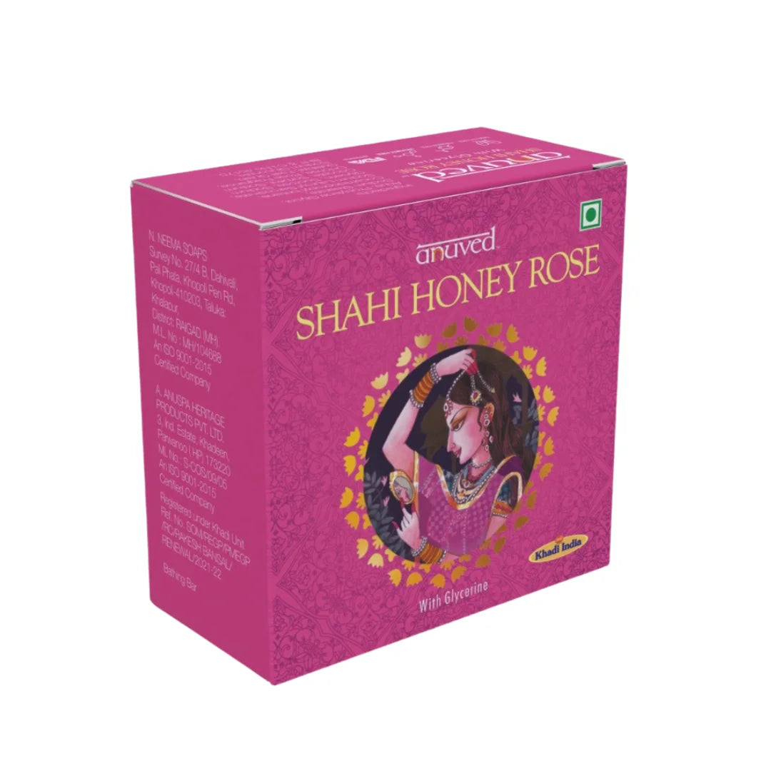 Anuved Shahi Honey Rose Bathing Bar - 125g - Pack of 1