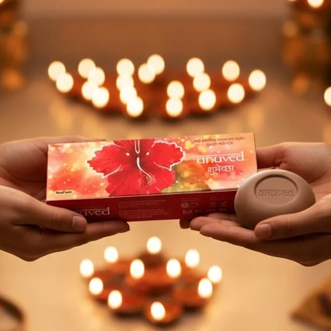 Anuved Shubhechha Gift Set contains Utane, Chandanam & Pahadi Gulab Herbal Soaps- 125g each (Set of 3)