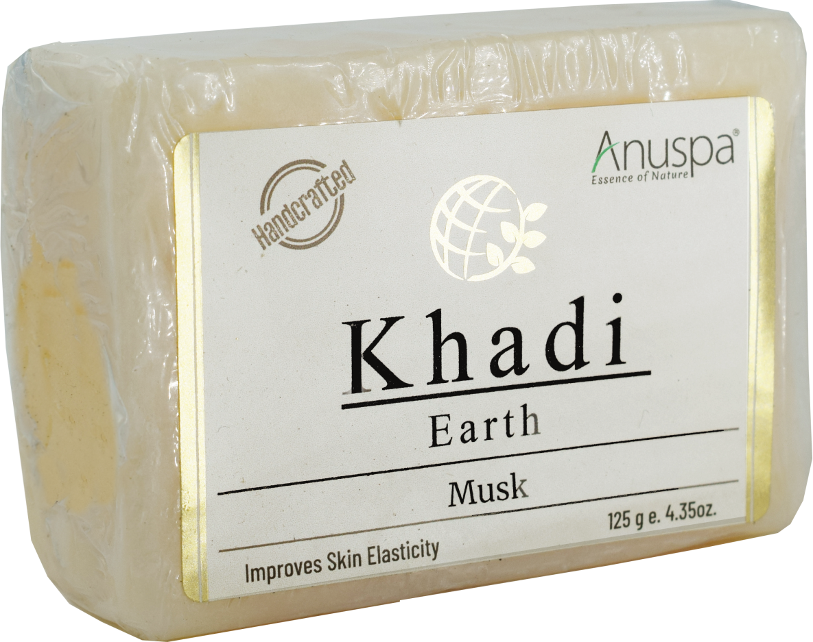 Anuspa Handcrafted Herbal Khadi Earth Musk Soaps for Tranquility Blend, (125g )