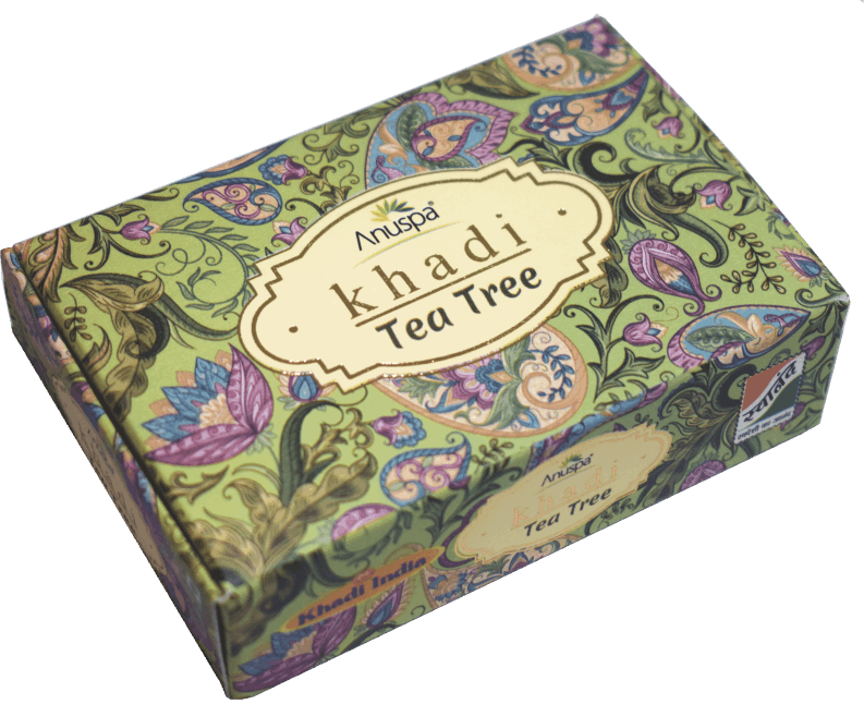 Anuspa Khadi Handcrafted Herbal Tea Tree Bathing Bar purifies the skin 125gms each (Pack of 6)