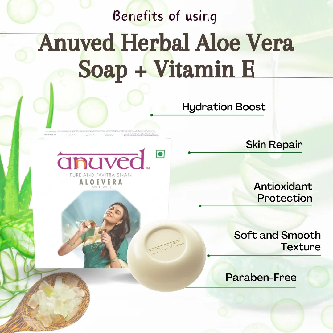 Anuved Aloe Vera Soap with Vitamin E Soap - 125g - Pack of 1