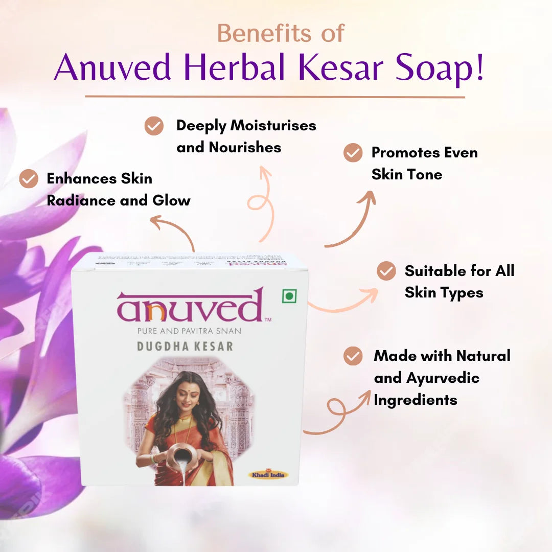 Anuved Dugdha Kesar [Saffron] Soap - 125g - Pack of 1