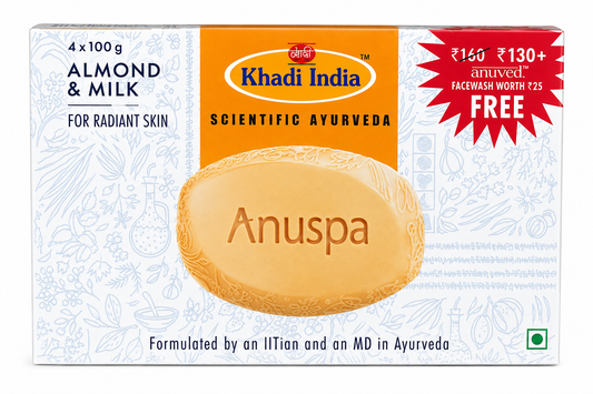 Anuspa ayurveda milk & Almond Pack of 4 | Nourishing & Moisturizing Bath Soap | 125g Each