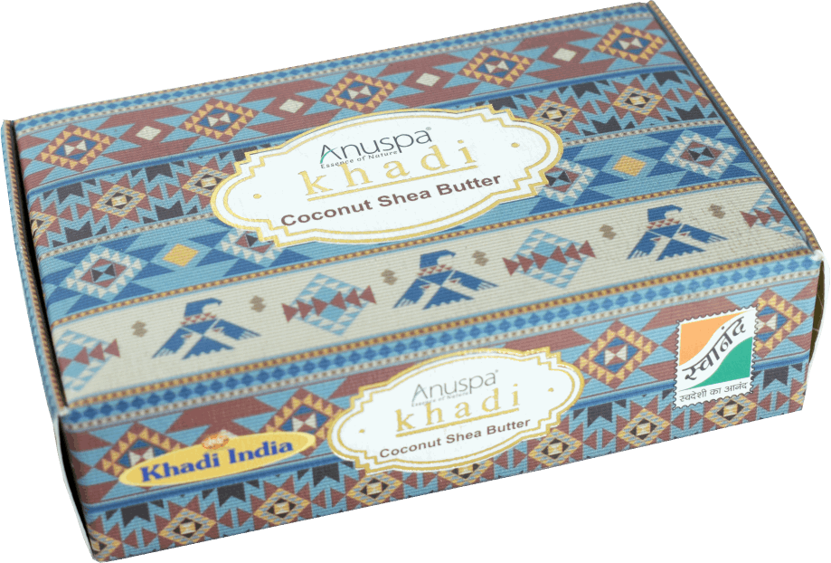 Anuspa Khadi Handcrafted Herbal Coconut Shea Butter Soap for skin hydration 125gms each (Pack of 6)
