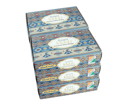 Anuspa Khadi Handcrafted Herbal Coconut Shea Butter Soap for skin hydration 125gms each (Pack of 6)