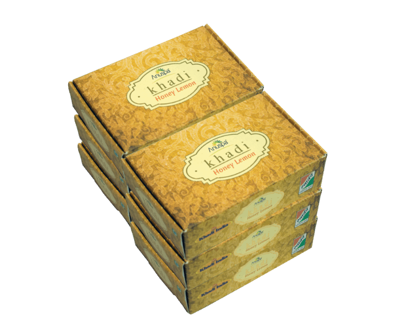 Anuspa Khadi Handcrafted Herbal Honey Lemon Bathing Bar soothes the skin 125gms each (Pack of 6)