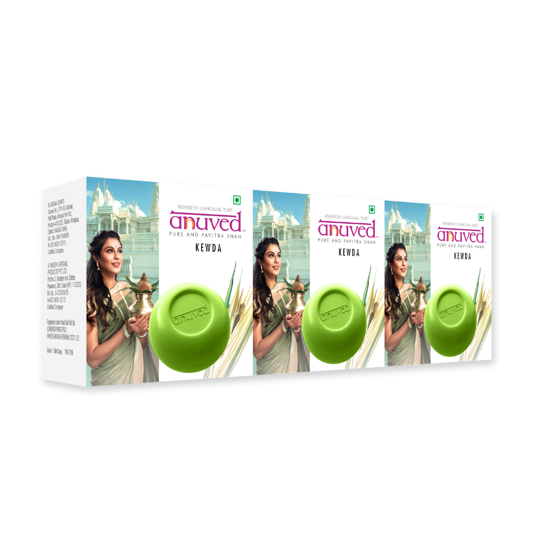 Anuved Kewda Durva [Fragrant Screw Pine] Soap - 125g - Pack of 1