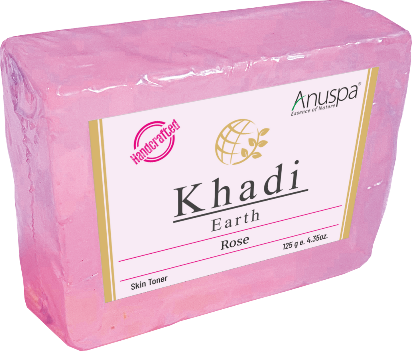 Anuspa Handcrafted Herbal Khadi Earth Rose Bar for Tranquility Blend, (125g )