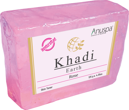 Anuspa Handcrafted Herbal Khadi Earth Rose Bar for Tranquility Blend, (125g )