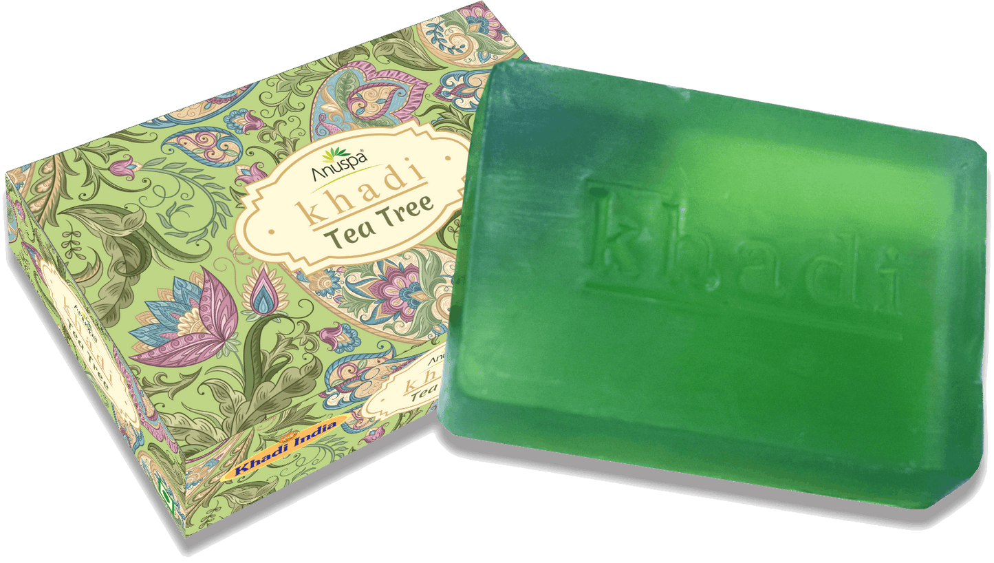 Anuspa Khadi Handcrafted Herbal Tea Tree Bathing Bar purifies the skin 125gms each (Pack of 6)