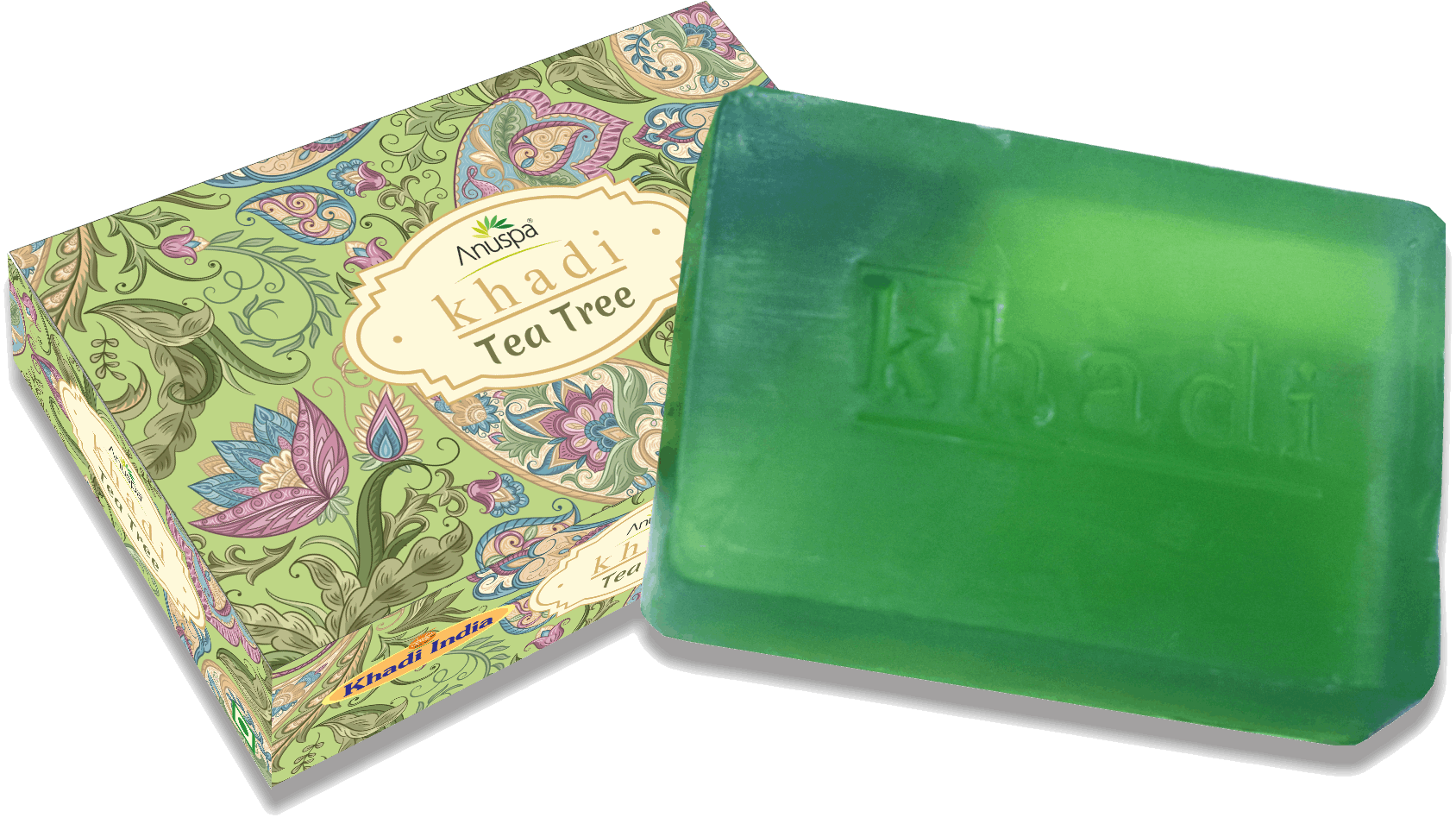 Anuspa Khadi Handcrafted Herbal Tea Tree Bathing Bar purifies the skin 125gms each (Pack of 6)