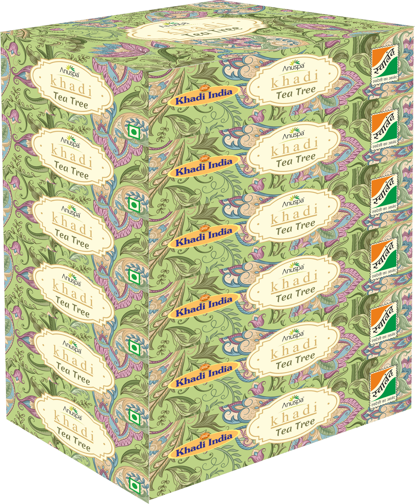Anuspa Khadi Handcrafted Herbal Tea Tree Bathing Bar purifies the skin 125gms each (Pack of 6)