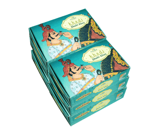 Anuspa Khadi Handcrafted Herbal Shahi Khus [Vetiver] Soap useful for oily skin and acne 125gms each (Pack of 6)