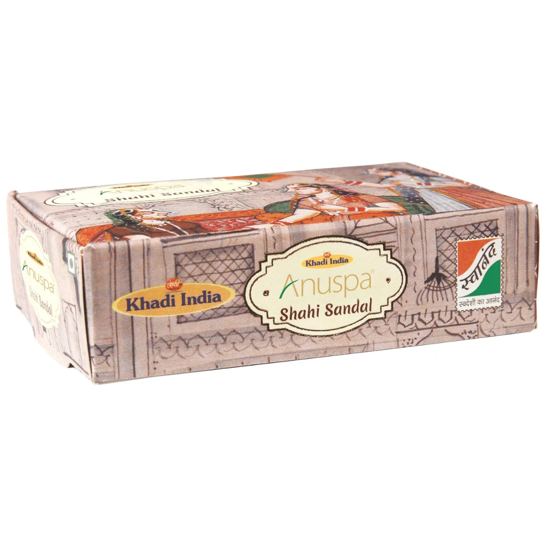 Anuspa Khadi Handcrafted Herbal Shahi Sandal Soap soothes the skin 125gms