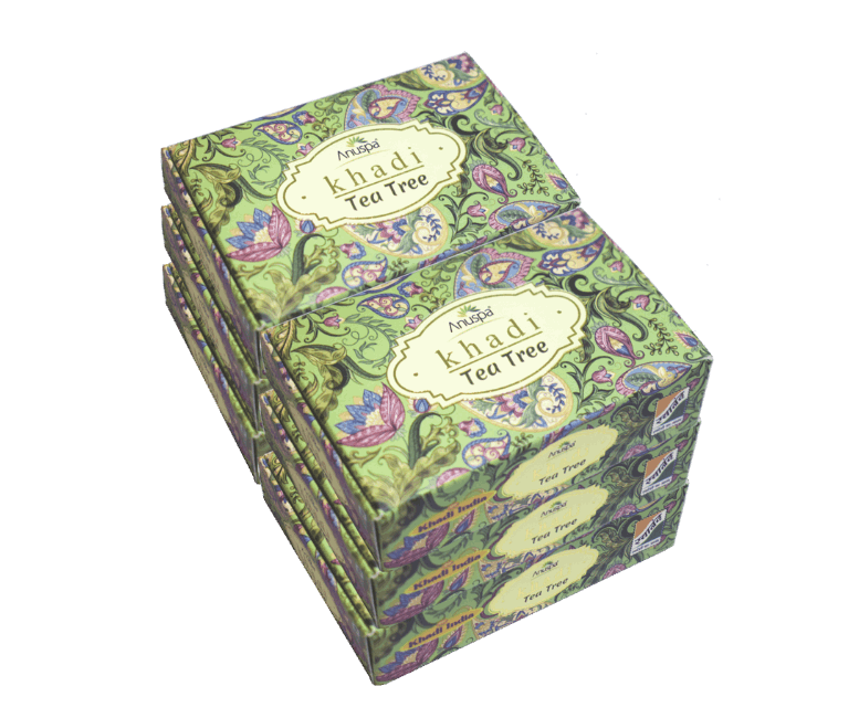 Anuspa Khadi Handcrafted Herbal Tea Tree Bathing Bar purifies the skin 125gms each (Pack of 6)