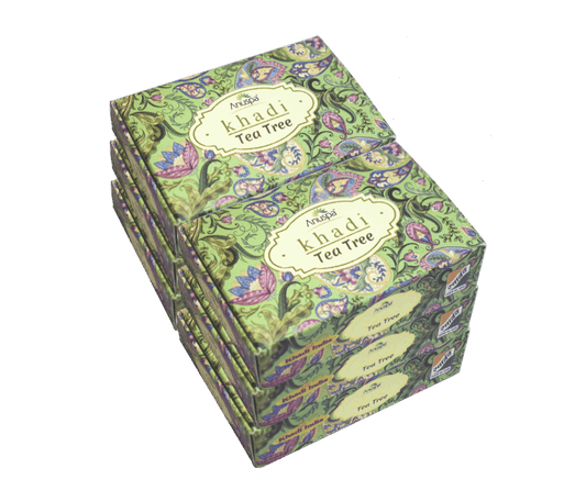 Anuspa Khadi Handcrafted Herbal Tea Tree Bathing Bar purifies the skin 125gms each (Pack of 6)