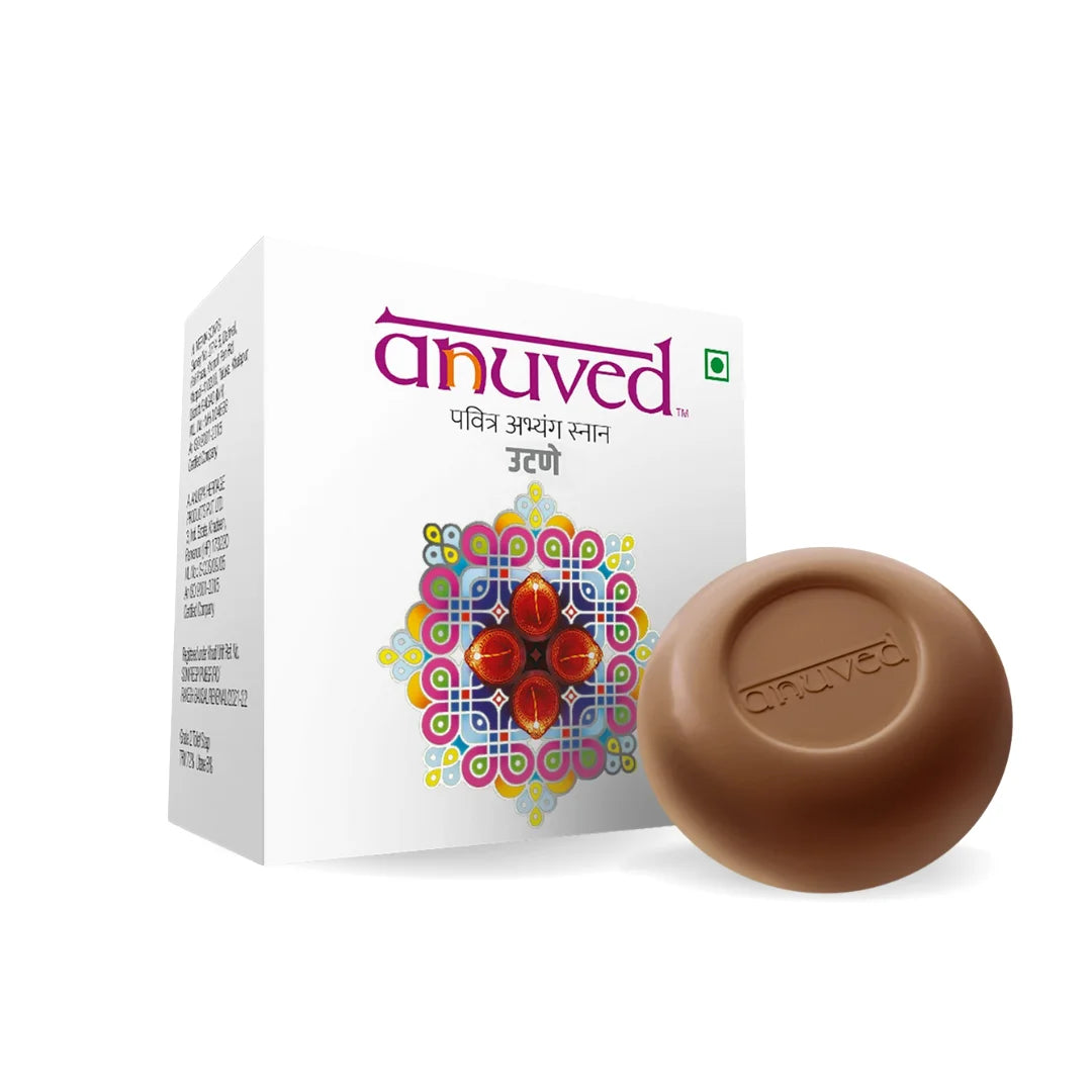 Anuved Natural Scrub Combo  contains Utane [Ubtan], Vibhuti and Haldi Chandan Soaps - 125g each (Pack of 3)