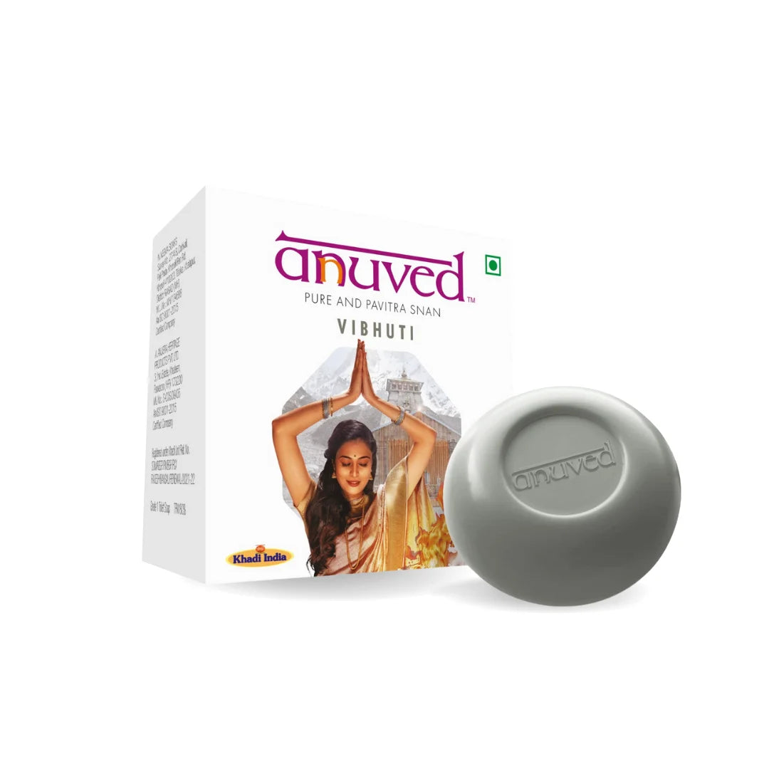 Anuved Natural Scrub Combo  contains Utane [Ubtan], Vibhuti and Haldi Chandan Soaps - 125g each (Pack of 3)