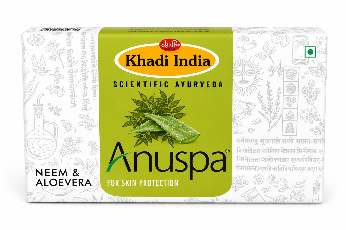 Anuspa Neem & Aloe Vera Soap Pack of 4 (100g Each) | Ayurvedic Bath Soap for Skin Protection | Neem & Aloe Vera Enriched | Suitable for Men & Women