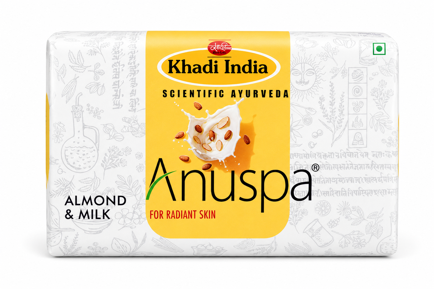 Anuspa ayurveda milk & Almond Pack of 4 | Nourishing & Moisturizing Bath Soap | 125g Each