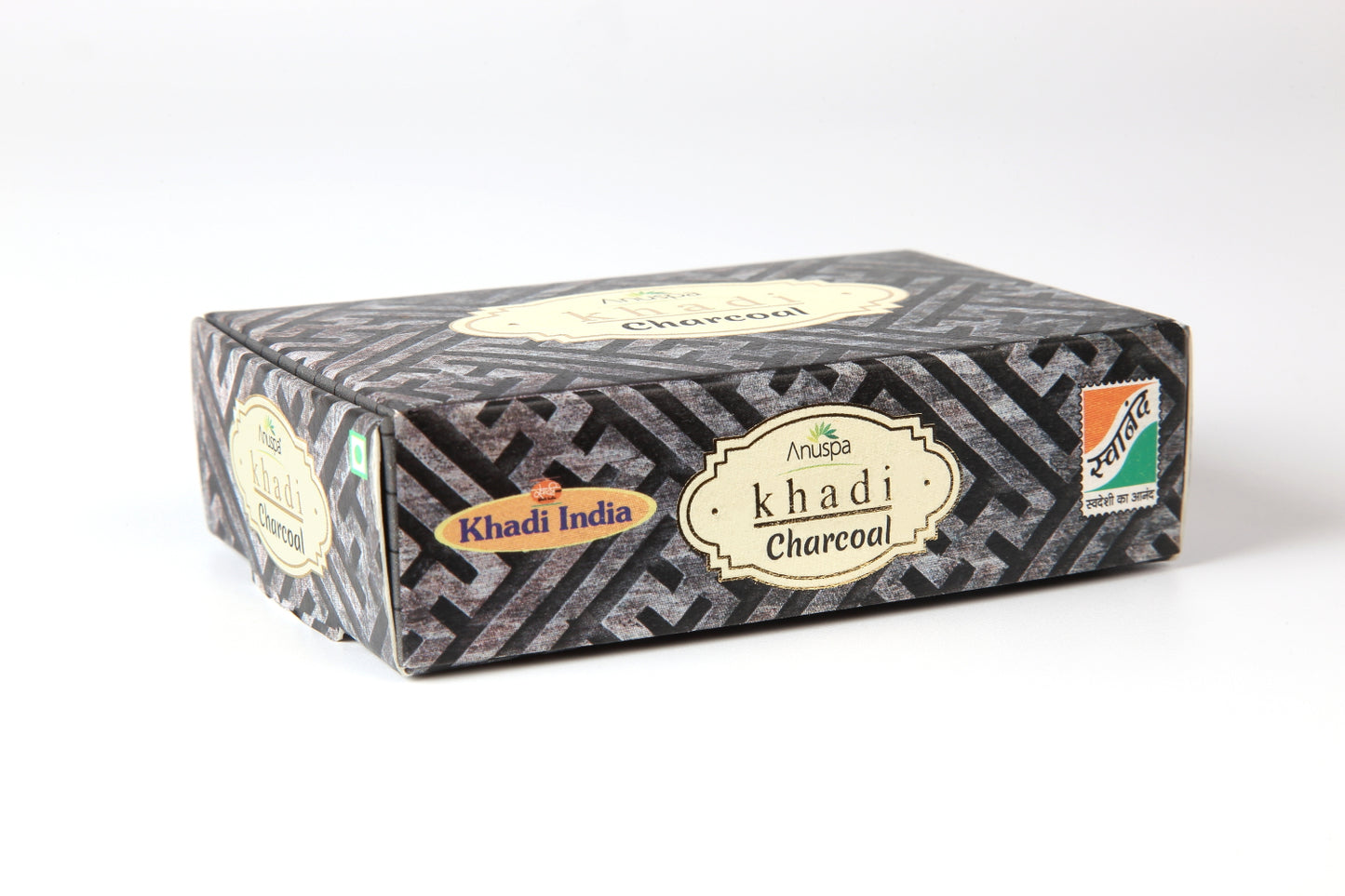 Anuspa Khadi Handcrafted Herbal Charcoal Soap for smoother & brighter look 125gms (Pack of 6)